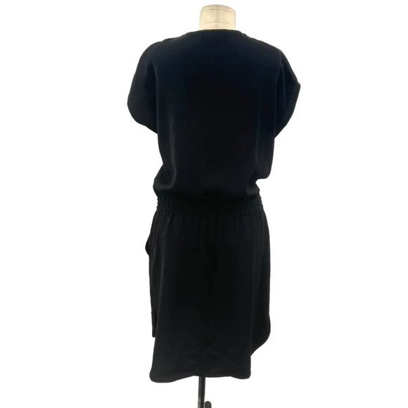Vince Contrast Trim Zipper V-Neck Drawstring Dress Black Size Small - Picture 8 of 11
